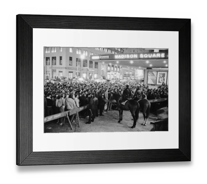 Framed Print : Crowd Files Past Police Barricade Framed Print : Crowd Files Past Police Barricade