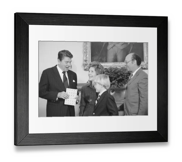 Framed Print : Ronald and Nancy Reagan Receiving Traditional Gift Framed Print : Ronald and Nancy Reagan Receiving Traditional Gift
