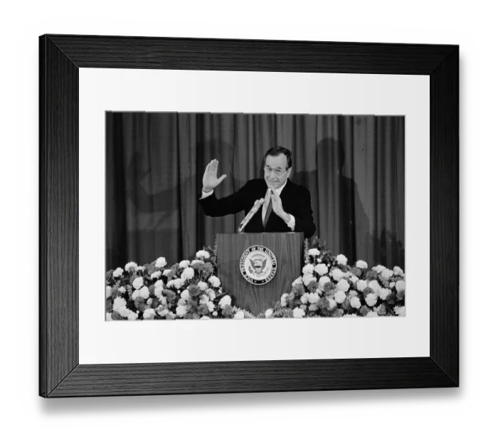 Framed Print : George Bush Giving a Speech and Smiling Framed Print : George Bush Giving a Speech and Smiling