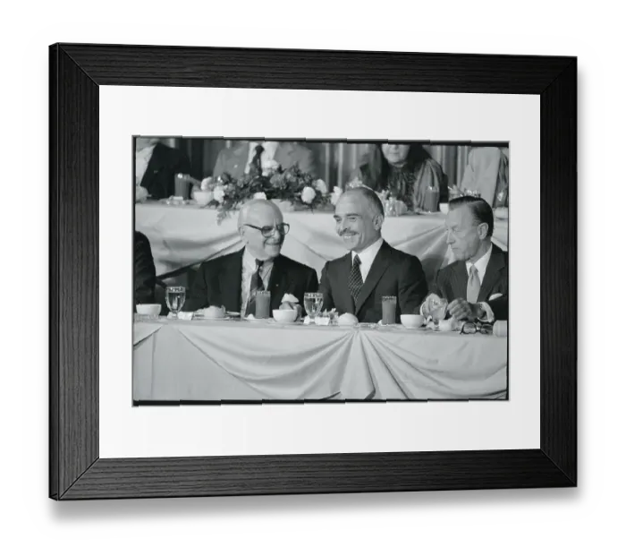 Framed Print : King Hussein and Anwar Baday Conversing