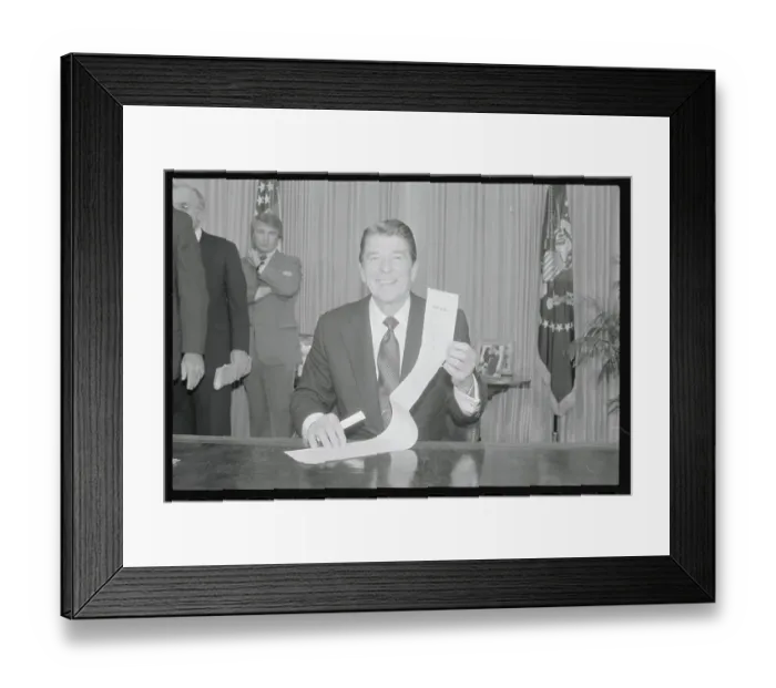 Framed Print : President Reagan Holding a Tally Sheet Framed Print : President Reagan Holding a Tally Sheet