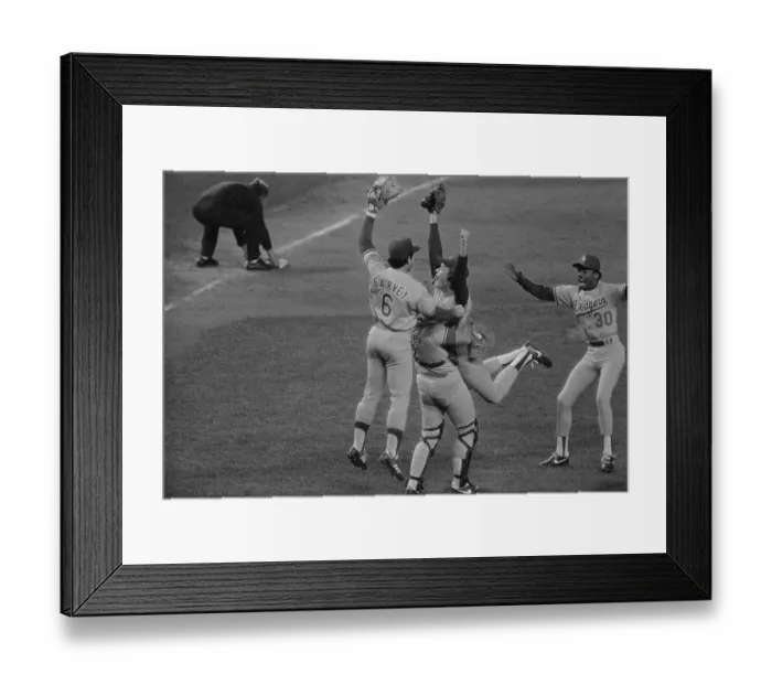 Framed Print : Dodger Players Jumping for Joy on Field Framed Print : Dodger Players Jumping for Joy on Field