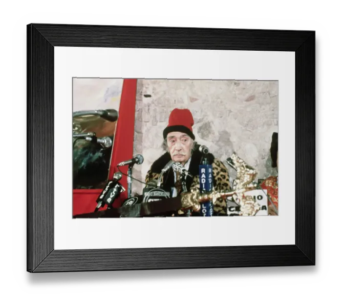 Framed Print : Salvador Dali Sitting Behind Microphones Framed Print : Salvador Dali Sitting Behind Microphones