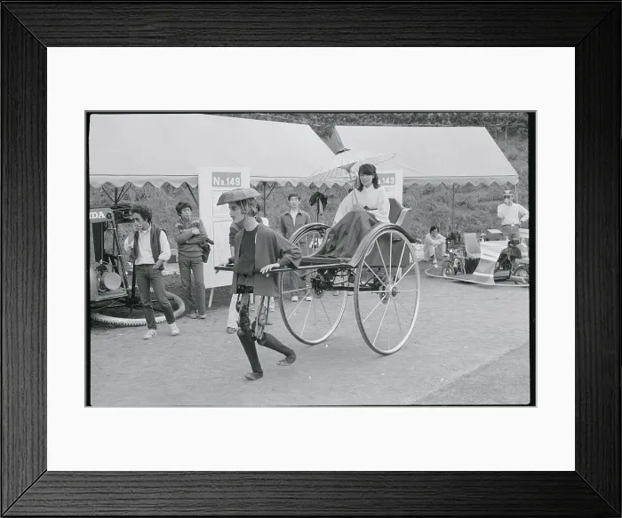 Framed Print : Woman Riding in Robot Driven Rickshaw Framed Print : Woman Riding in Robot Driven Rickshaw