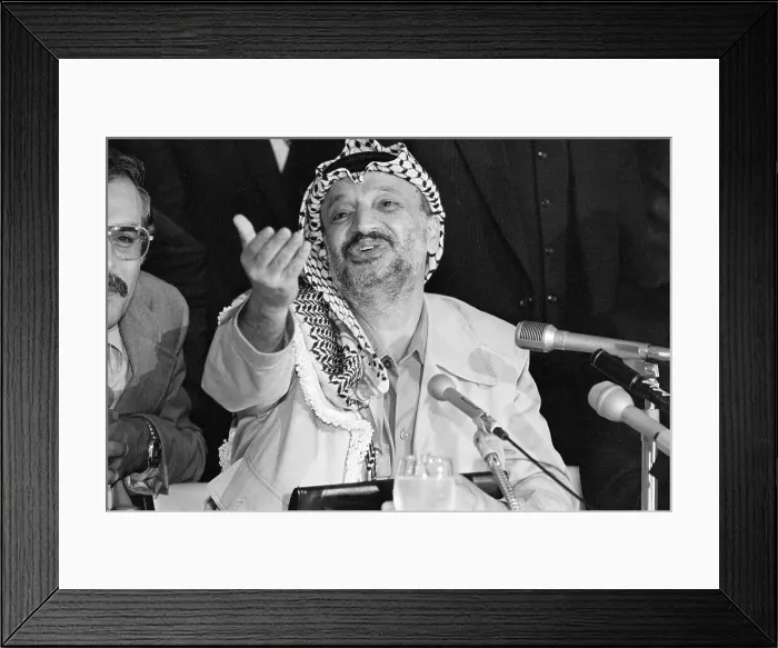 Framed Print : Yasser Arafat Gesturing At Microphone Framed Print : Yasser Arafat Gesturing At Microphone