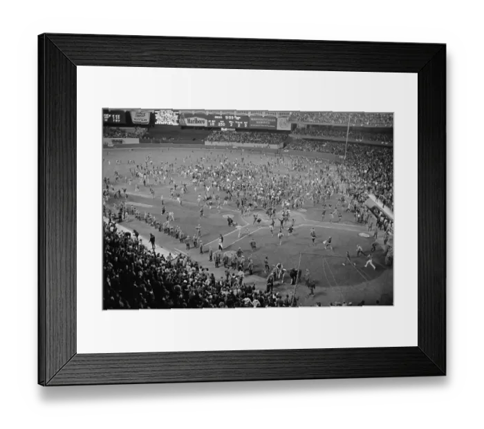 Framed Print : Yankee Fans Rushing the Green Framed Print : Yankee Fans Rushing the Green