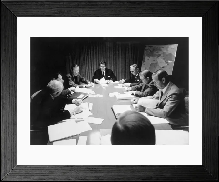 Framed Print : Ronald Reagan and National Security Advisers Framed Print : Ronald Reagan and National Security Advisers