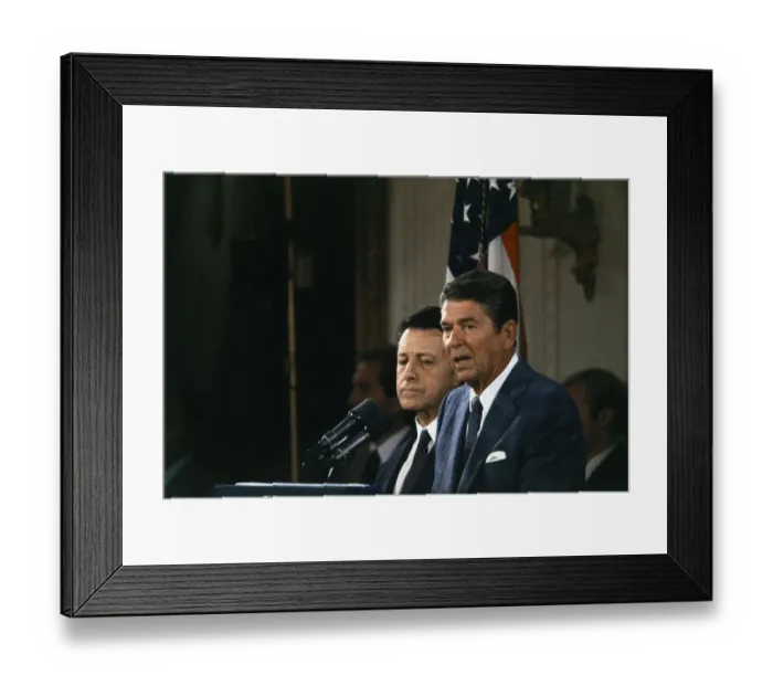 Framed Print : Pres. Reagan with U.S. Sec. of Defense Casper Weinberger Framed Print : Pres. Reagan with U.S. Sec. of Defense Casper Weinberger
