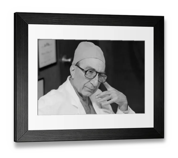 Framed Print : Michael DeBakey Sitting With His Hand to His Face