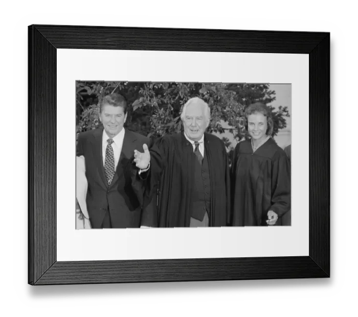 Framed Print : Ronald Reagan and Justice Affiliates Posing Framed Print : Ronald Reagan and Justice Affiliates Posing