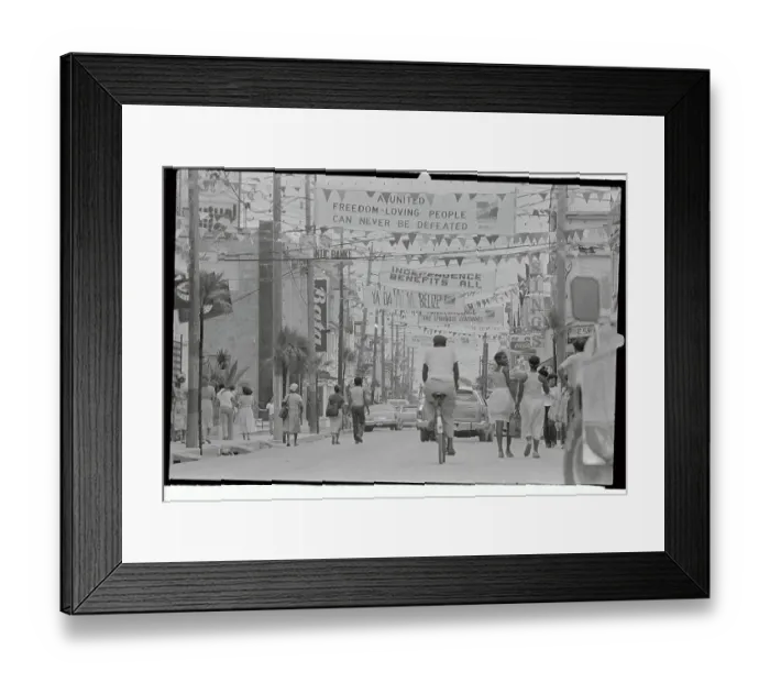 Framed Print : People Walking and Riding in Street of Belize Framed Print : People Walking and Riding in Street of Belize