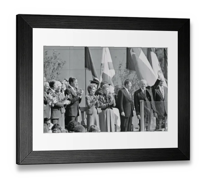 Framed Print : Gerald Ford Waving with Ronald Reagan Framed Print : Gerald Ford Waving with Ronald Reagan