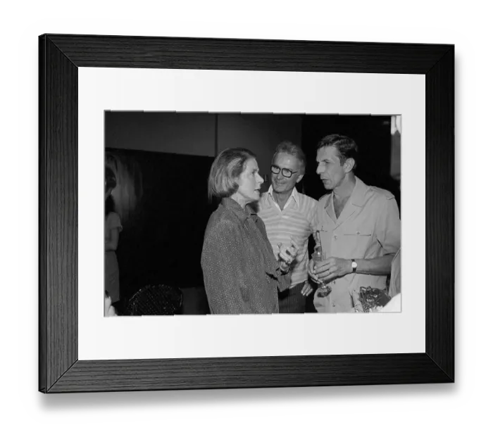 Framed Print : Shot of Ingird Bergman, Leonard Nimoy and Gene Corman Talking Framed Print : Shot of Ingird Bergman, Leonard Nimoy and Gene Corman Talking