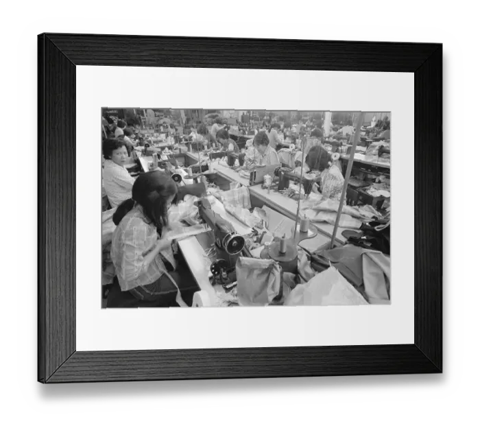 Framed Print : View of Asian Women Toiling in Sweatshop
