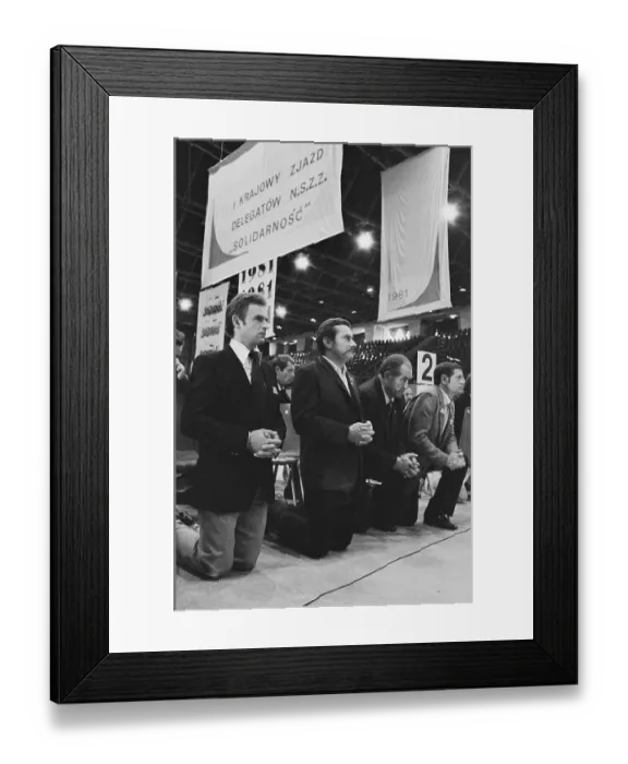 Framed Print : Lech Walesa With Close Associates at Mass Framed Print : Lech Walesa With Close Associates at Mass