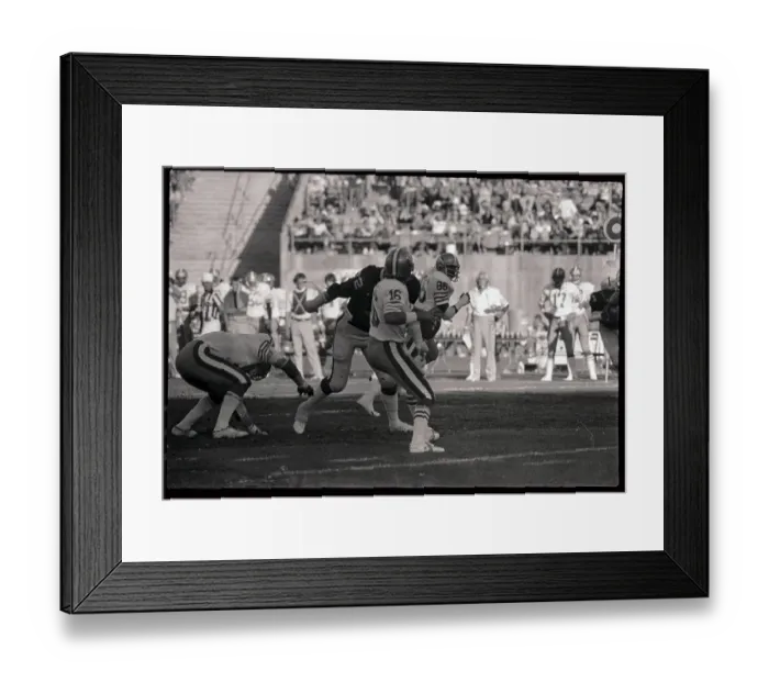Framed Print : Player Trying to Block Joe Montana's Pass Framed Print : Player Trying to Block Joe Montana's Pass