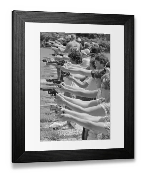 Framed Print : Women on Gun Range