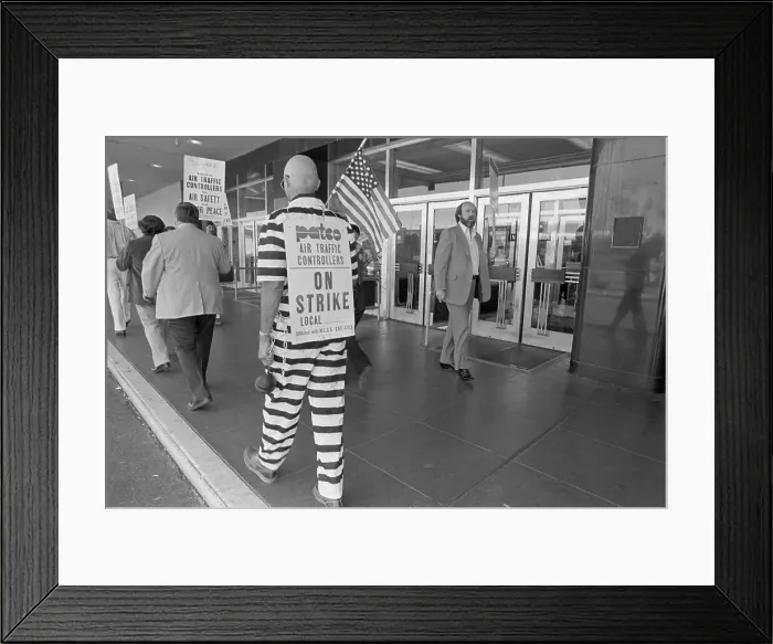 Framed Print : Picketer Dressed in Striped Outfit Framed Print : Picketer Dressed in Striped Outfit