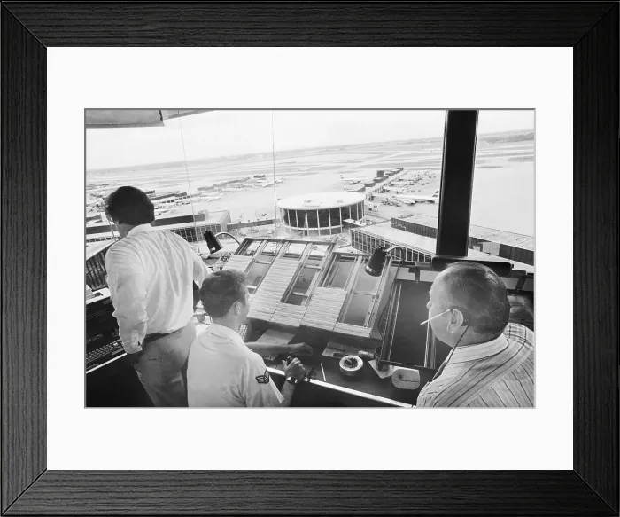 Framed Print : Workers in Air Traffic Control Tower During Strike
