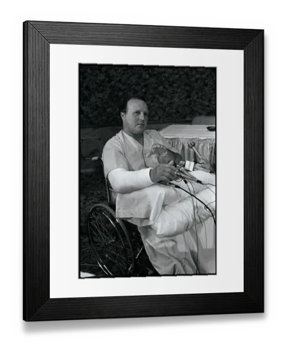 Framed Print : A.J. Foyt in Wheelchair at Press Conference Framed Print : A.J. Foyt in Wheelchair at Press Conference