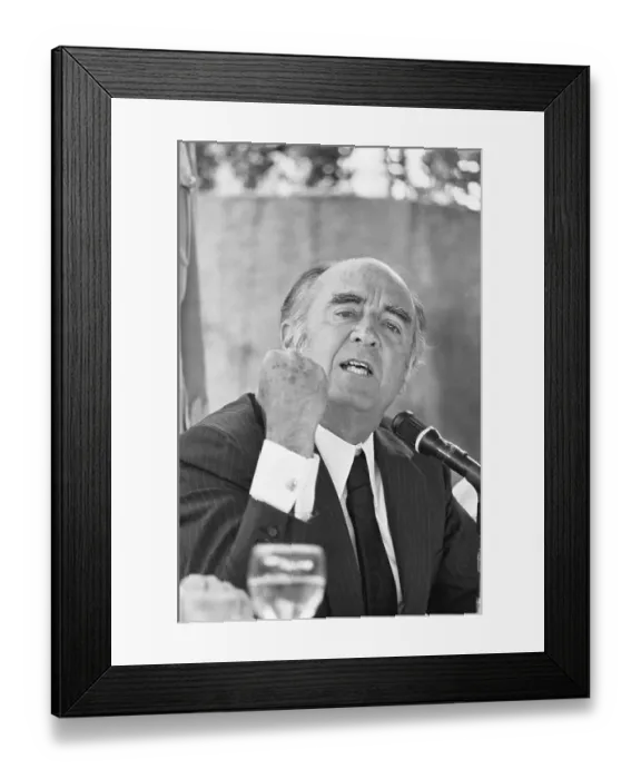 Framed Print : Jose Lopez Portillo Raising His Fight During Speech Framed Print : Jose Lopez Portillo Raising His Fight During Speech