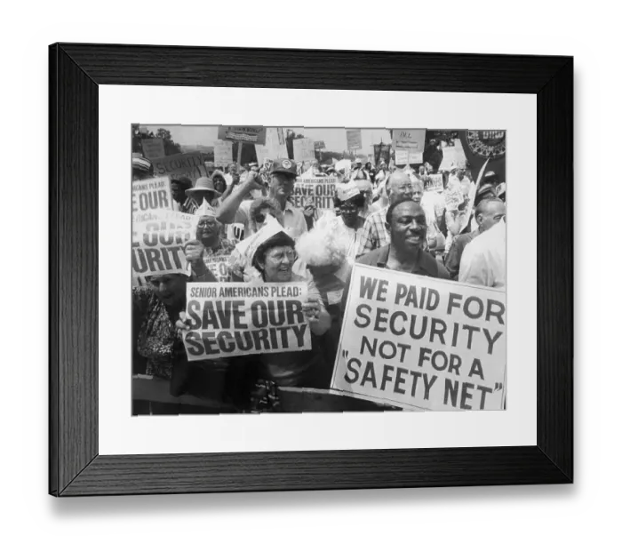 Framed Print : Thousands of Irate Senior Citizens Protesting at Capitol Framed Print : Thousands of Irate Senior Citizens Protesting at Capitol