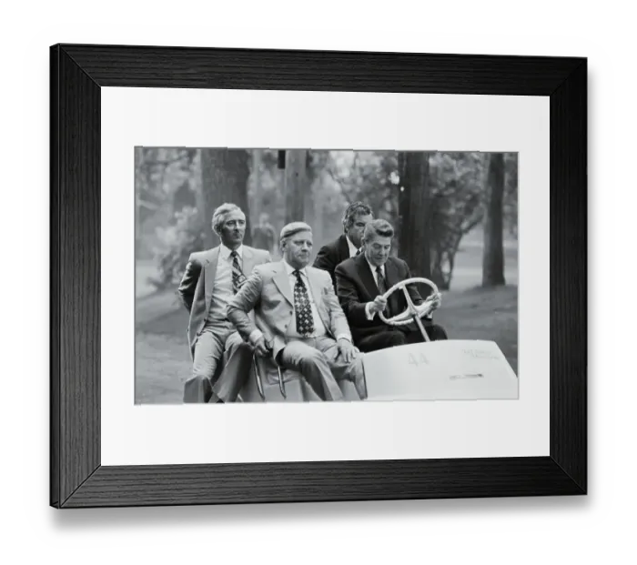 Framed Print : Ronald Reagan Riding in Golf Cart with Helmut Schmidt Framed Print : Ronald Reagan Riding in Golf Cart with Helmut Schmidt
