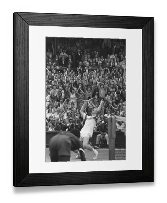 Framed Print : John McEnroe winning match Framed Print : John McEnroe winning match