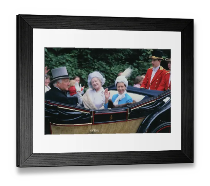 Framed Print : Queen Elizabeth and Princess Margaret Waving Framed Print : Queen Elizabeth and Princess Margaret Waving