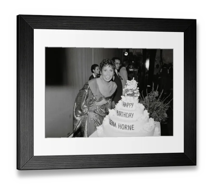 Framed Print : Lena Horne Posing with Her Premiere Event Cake Framed Print : Lena Horne Posing with Her Premiere Event Cake