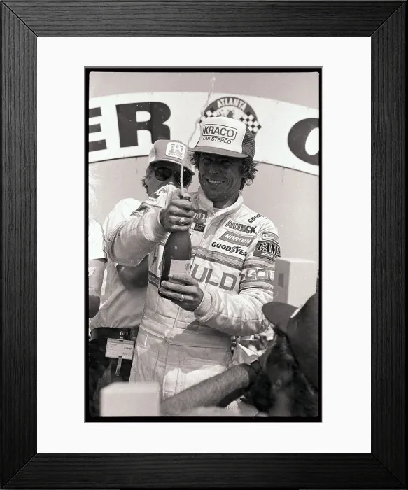 Framed Print : Rick Mears Celebrating Victory Framed Print : Rick Mears Celebrating Victory
