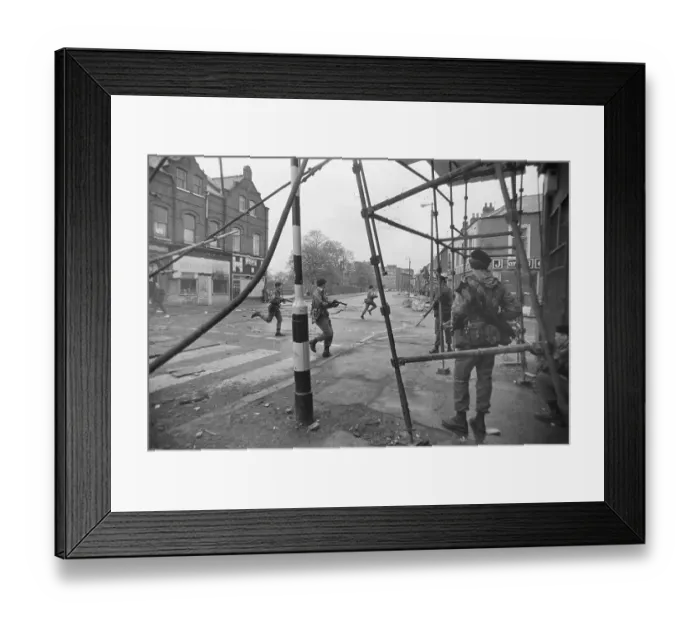 Framed Print : British Troops Dash Across Street Framed Print : British Troops Dash Across Street
