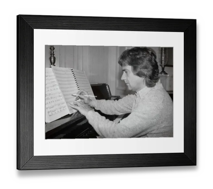 Framed Print : Dudley Moore Composing at Piano Framed Print : Dudley Moore Composing at Piano
