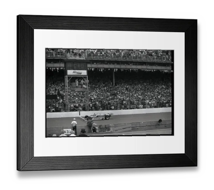 Framed Print : Bobby Unser's Crossing Finish Line Framed Print : Bobby Unser's Crossing Finish Line
