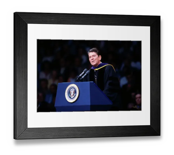 Framed Print : Ronald Reagan Giving Commencement Address Framed Print : Ronald Reagan Giving Commencement Address