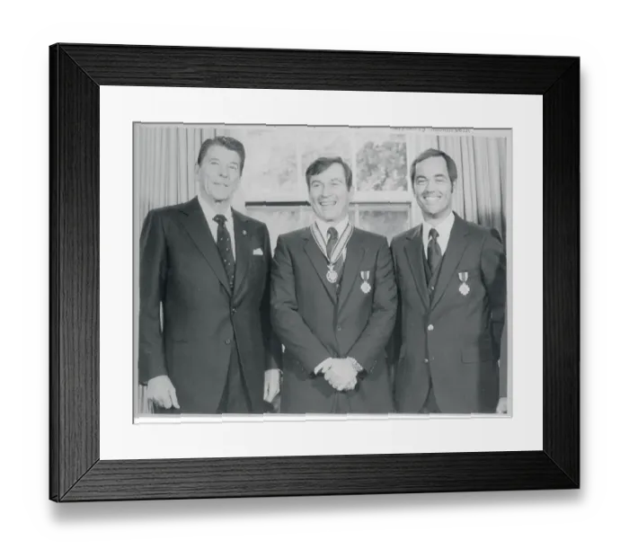 Framed Print : Ronald Reagan Posing with Astronauts Framed Print : Ronald Reagan Posing with Astronauts
