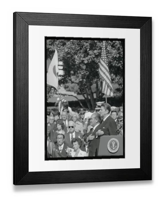 Framed Print : Ronald Reagan at Attention Framed Print : Ronald Reagan at Attention