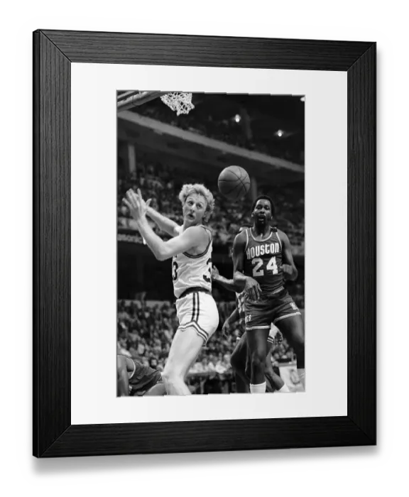 Framed Print : Larry Bird and Moses Malone Watching Ball Framed Print : Larry Bird and Moses Malone Watching Ball