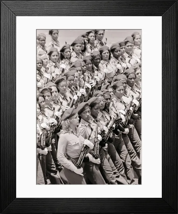 Framed Print : Women March with Weapons in May Day Parade