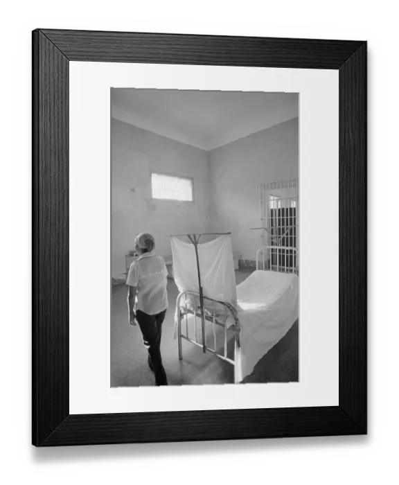 Framed Print : Interior View of Jail Cell With Bed Framed Print : Interior View of Jail Cell With Bed