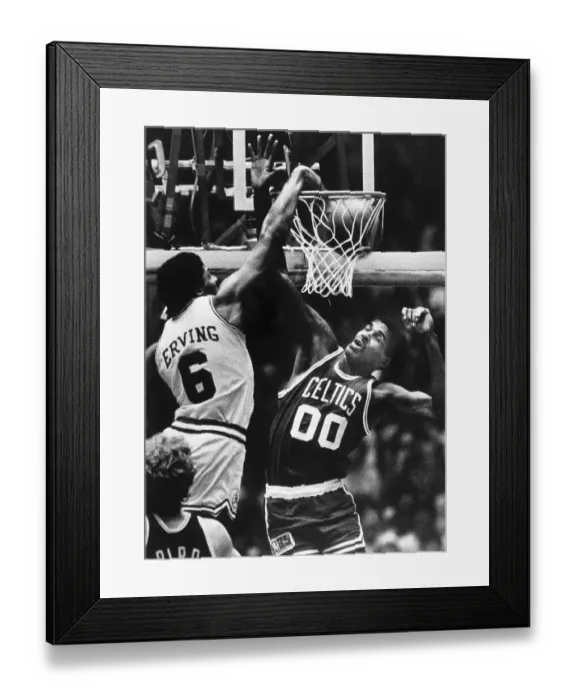 Framed Print : Julius Erving Slam Dunking Against Boston Celtics Framed Print : Julius Erving Slam Dunking Against Boston Celtics