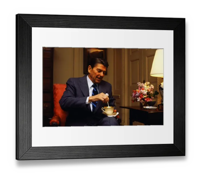 Framed Print : Ronald Reagan Stirring His Coffee Framed Print : Ronald Reagan Stirring His Coffee