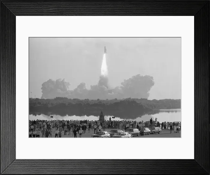 Framed Print : Crowd Observing Columbia Launch Framed Print : Crowd Observing Columbia Launch