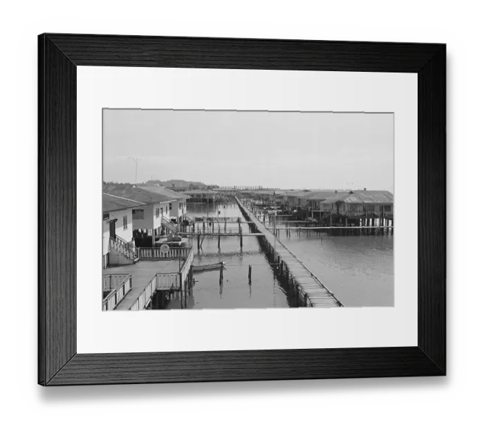 Framed Print : Housing Settlement on Brunei River