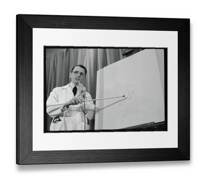 Framed Print : Benjamin Aaron Pointing to Diagram Framed Print : Benjamin Aaron Pointing to Diagram