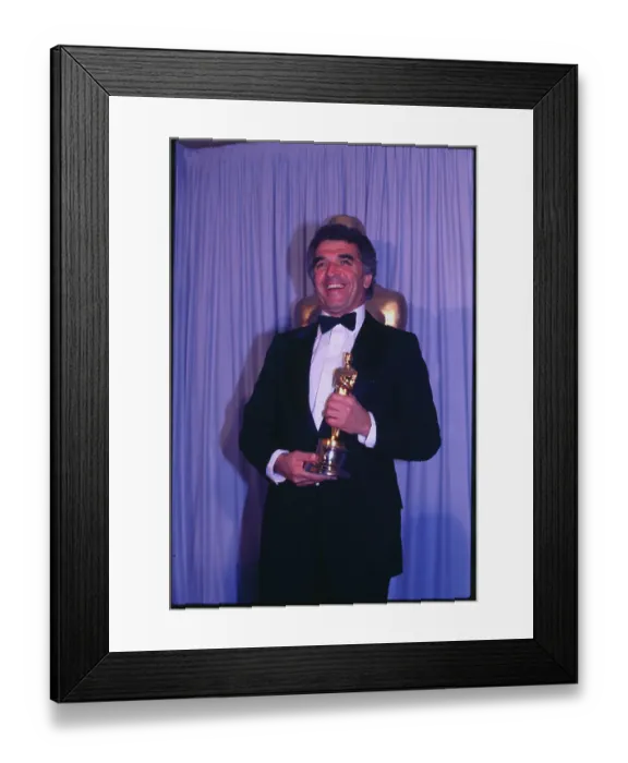 Framed Print : Alvin Sargent Holding Academy Award