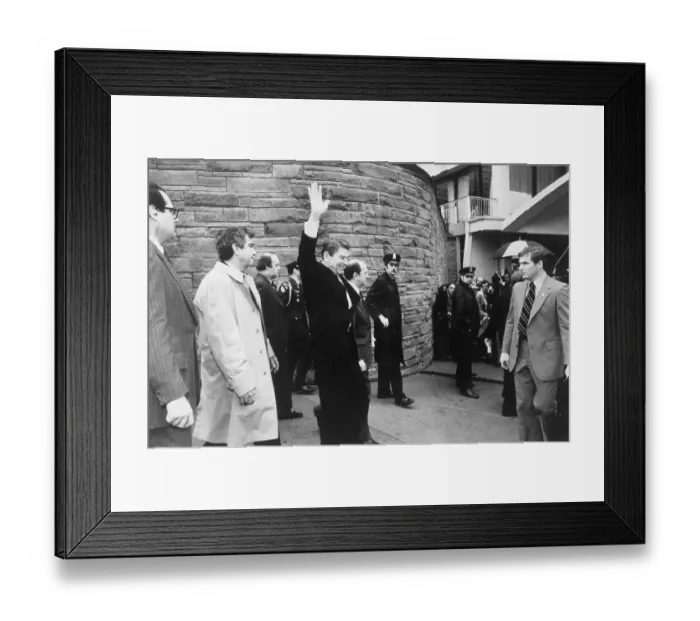 Framed Print : Ronald Reagan Waving Before Assassination Attempt Framed Print : Ronald Reagan Waving Before Assassination Attempt