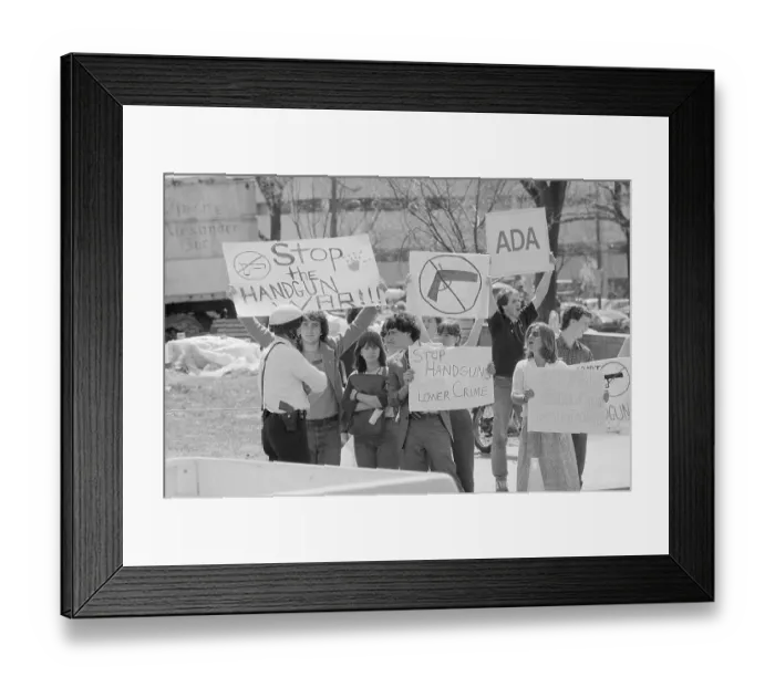 Framed Print : Demonstrators Protesting Handgun Use