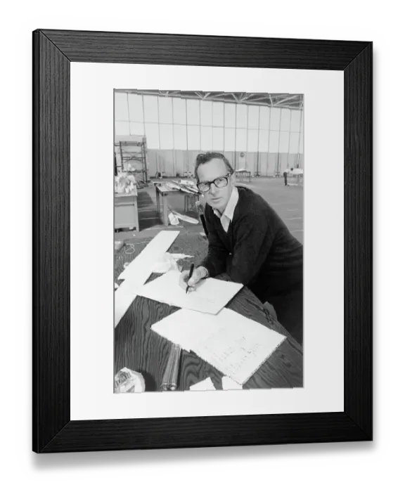 Framed Print : Inventor Paul MacCready Sitting at Desk Framed Print : Inventor Paul MacCready Sitting at Desk