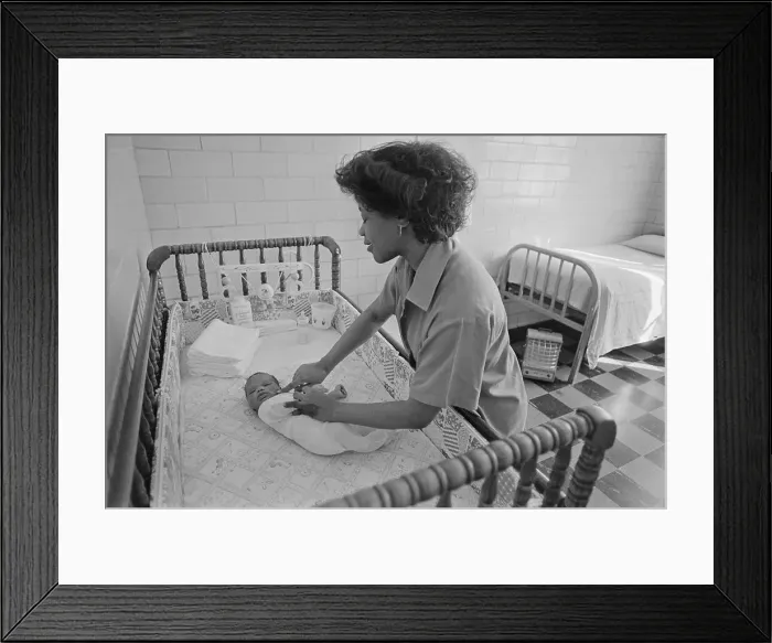 Framed Print : Inmate with Baby in Crib